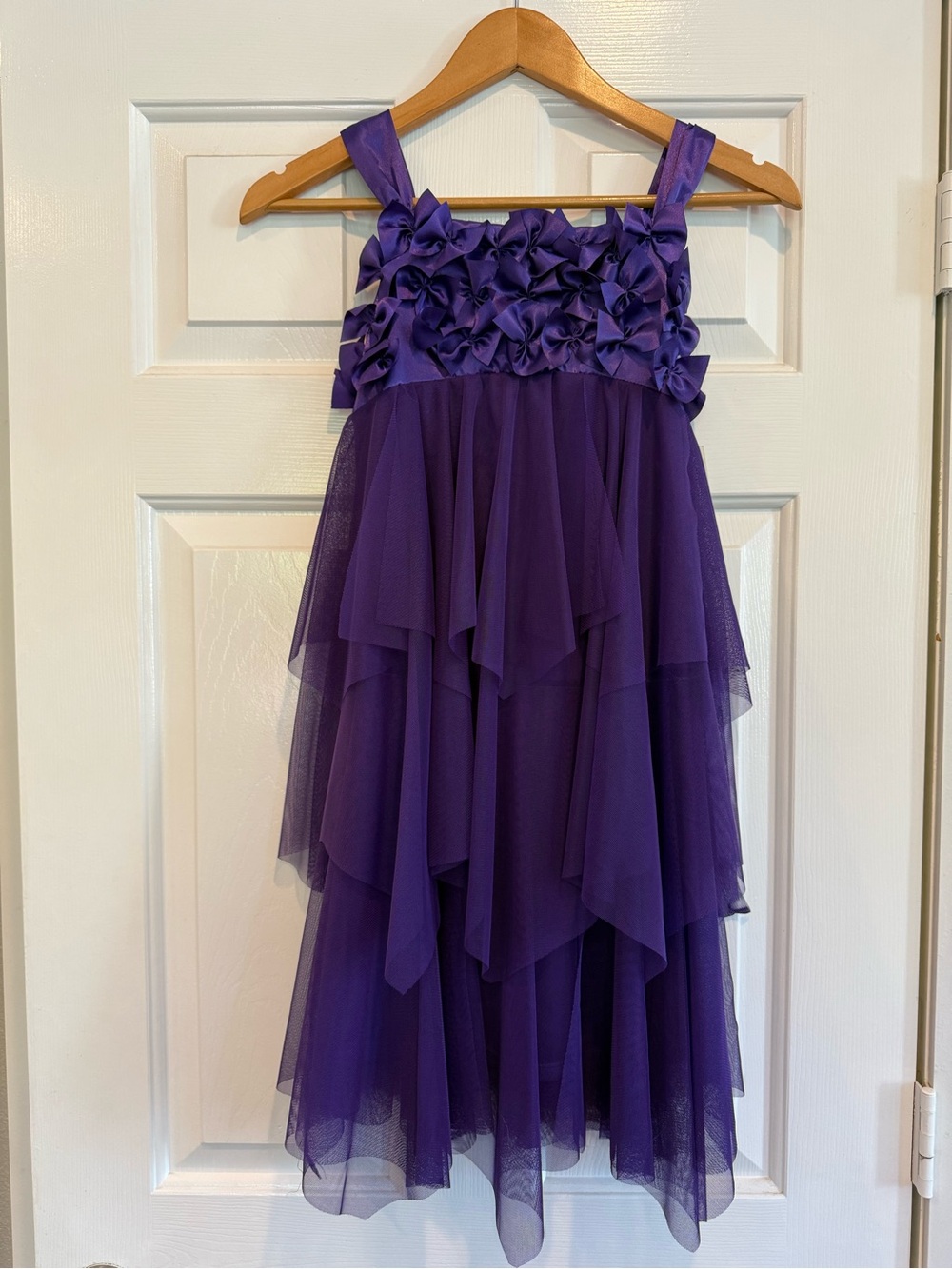 Girls Biscotti Purple Ribbon Bow Handkerchief Dress Size 8 NWT